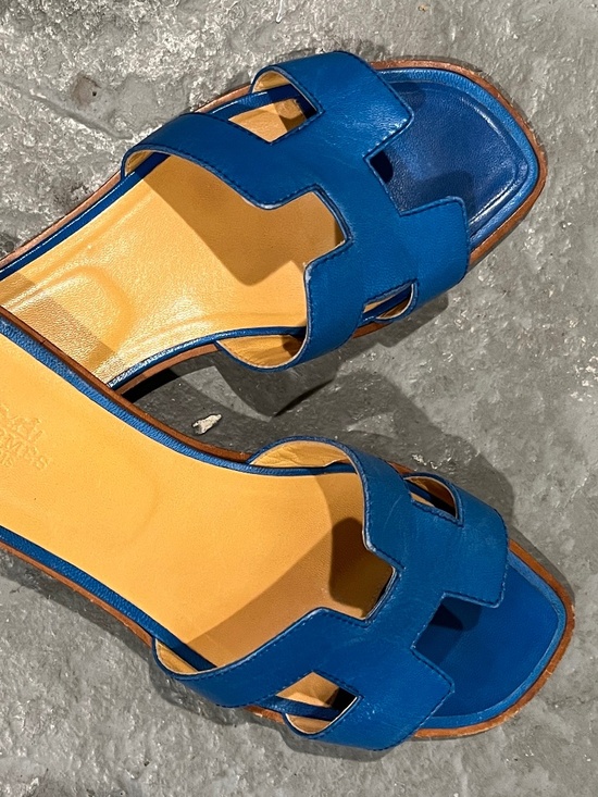 Hermes Shoes - BLUE Hermes ORAN Slide sandals 38.5 Women Made in Italy